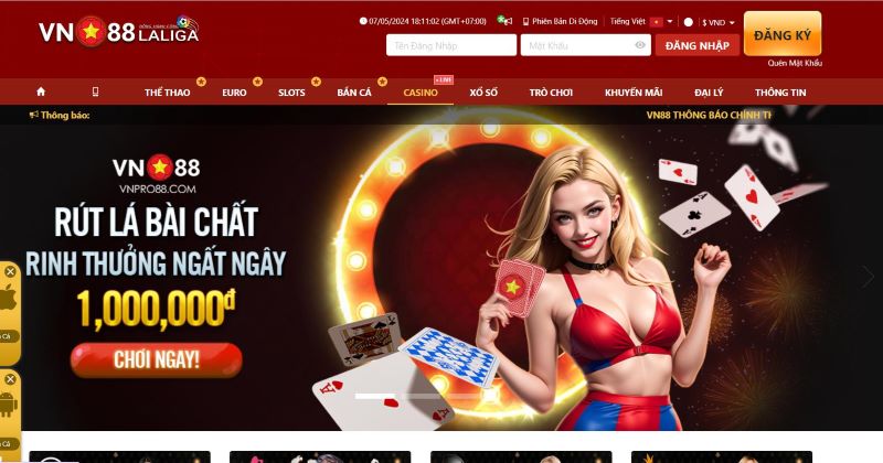 Casino trực tuyến tại VN88 đang làm mưa làm gió hiện nay