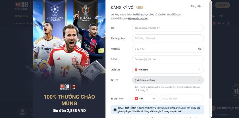 Hướng dẫn cách tham gia chơi cược tại M88